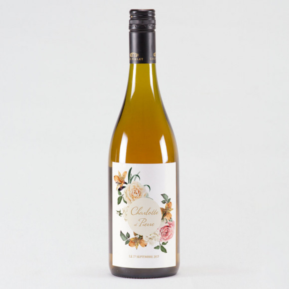 MIJN ONTWERP Étiquette bouteille de vin floraison automnale NoColour 1Size