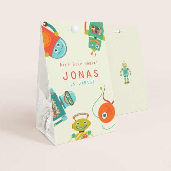 MIJN ONTWERP Stoer snoepzakje met robotjes 1Size