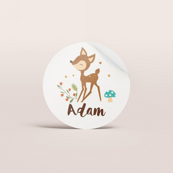 MIJN ONTWERP Kleine ronde sticker met bambi (3,7 cm) 1Size