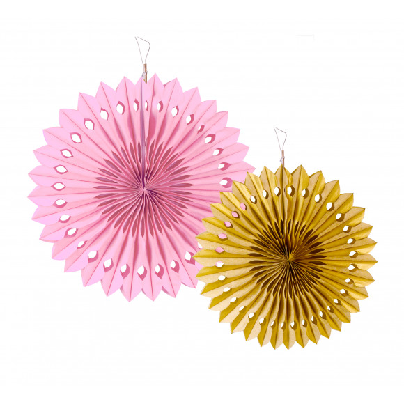 AVA selection Éventail Or-Rose Ø 25-30cm 2 Pièces