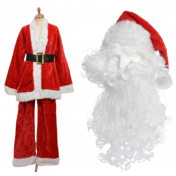 AVA selection Kerstmanpak Volwassenen Rood Pak & Baard & Muts & Riem & Pruik Rood