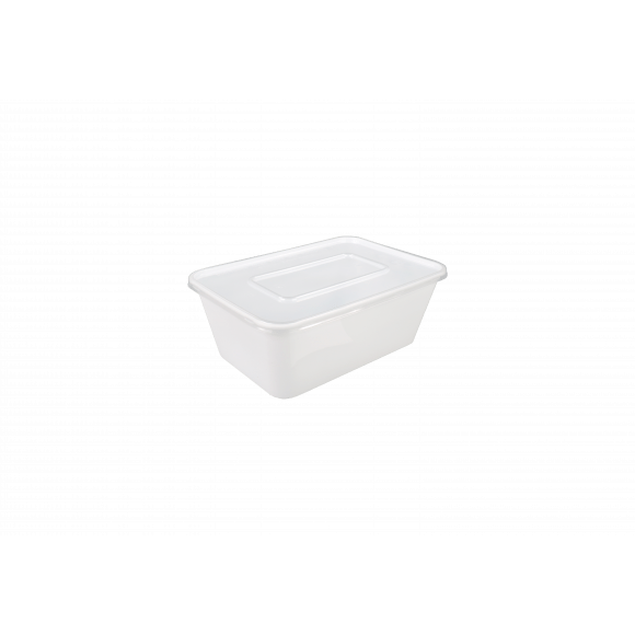DEPA Bac Micro-Ondes 900ml + Couvercle 17,2x12x6cm PP Blanc 25 Pièces