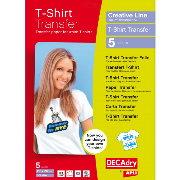 APLI Papier T-Shirt Blanc I 5 Feuilles A4