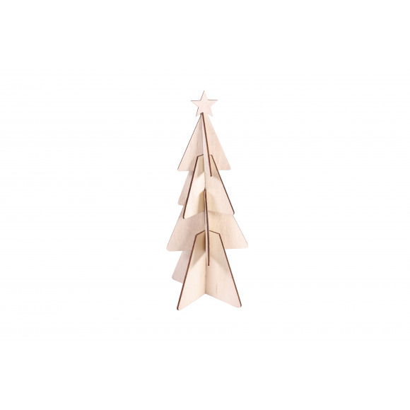 AVA selection Arbre De Noël En Bois Naturel 13x0,3x27,5cm Brun