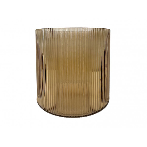 AVA selection Lanterne Brun H 20cm Ø 20cm Verre Transparent Strié