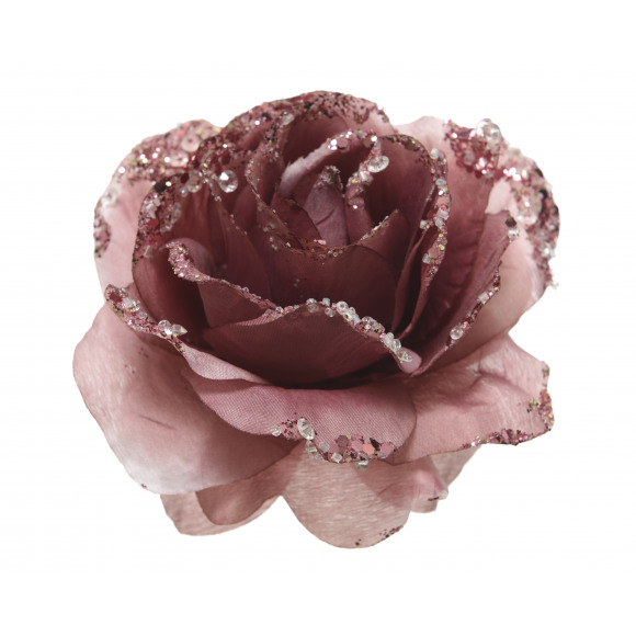 AVA selection Clip Avec Rose Velours Rose H 8,5cm Ø 14cm Rose