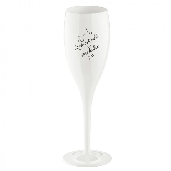 KOZIOL Champagneglas Wit Onbreekbaar 100ml "La Vie Est Nulle Sans Bulles" Wit
