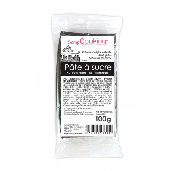 SCRAPCOOKING Pâte À Sucre Sans Gluten Noir 100g Noir