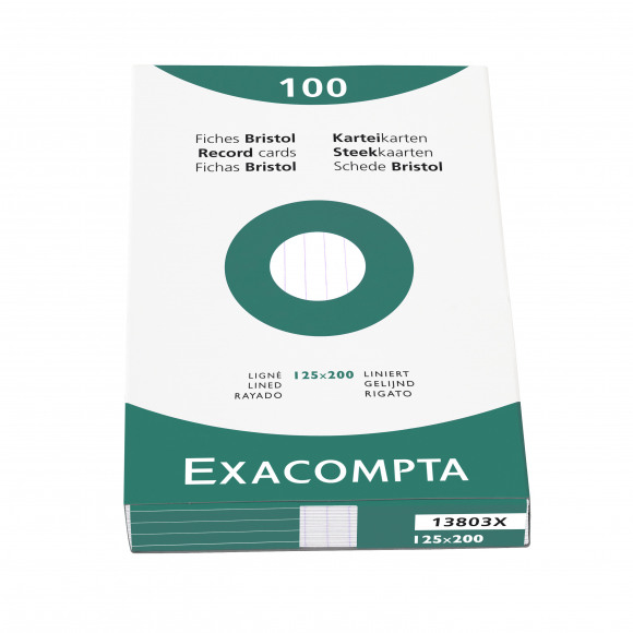 EXACOMPTA Fiches Bristol 12,5x20cm Ligné Non Perforé Blanc 100 Pièces Blanc