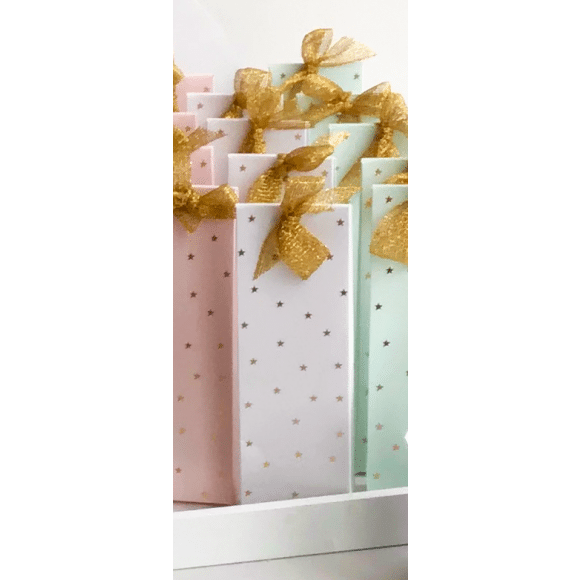 AVA selection Tasje 5x3x15cm Wit Met Gouden Sterretjes 10 Stuks