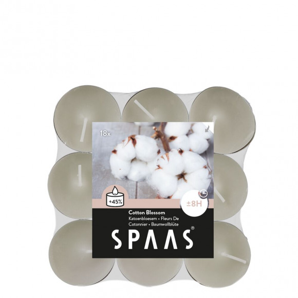 SPAAS  Bougies Chauffe-Plat Parfumées Cotton Blossom 8h 18 Pièces Blanc