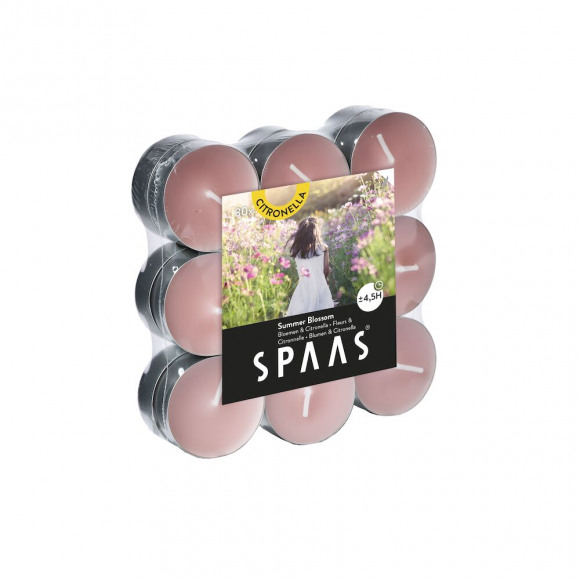 SPAAS Bougie Chauffe-Plat Citronnelle Summer Blossom H 1,6cm Ø 3,9cm 4,5h 18 Pièces