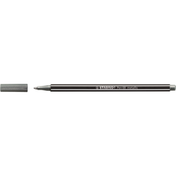 STABILO  Pen 68 Viltstift Metallic Silver Zwart/Grijs