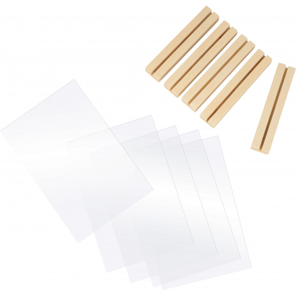 AVA selection Houten Staander + Plexi 10x15cm Transparant 5 Stuks