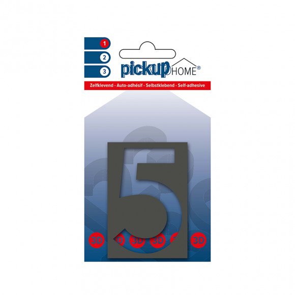 PICKUP 3D Home Milan Cijfer 5 Grijs 6cm