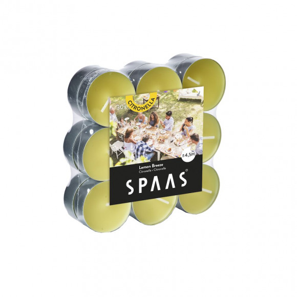 SPAAS Bougie Chauffe-Plat Citronnelle Lemon Breeze H 1,6cm Ø 3,9cm 4,5h 18 Pièces