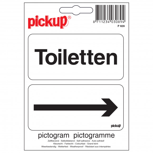 PICKUP Panneau "Toiletten" + Flèche 10x10cm