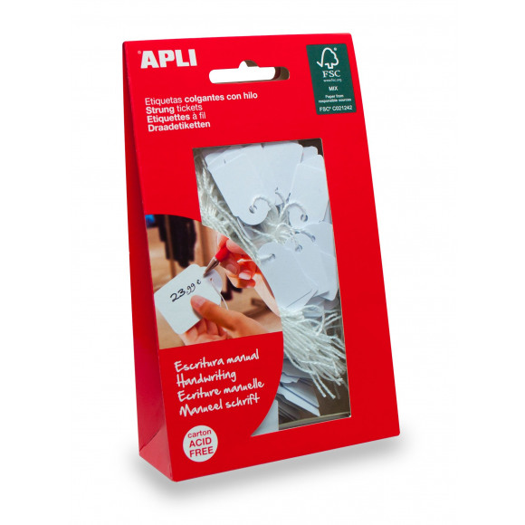 APLI Draadetiketten 22x35mm Wit 100 Stuks Wit