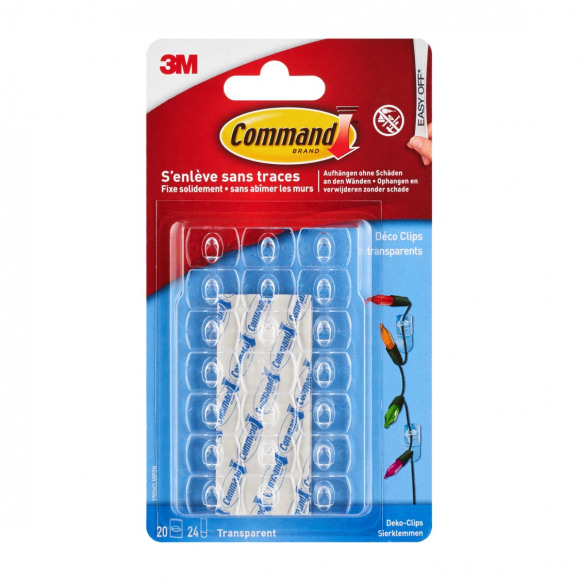 COMMAND Déco Clips Transparent 20 Pièces + 24 Languettes Autres