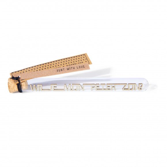 AVA selection Tube Verre + Lettres Bois "Wil Je Mijn Peter Zijn?" 15cm Ø 1,6cm 20ml