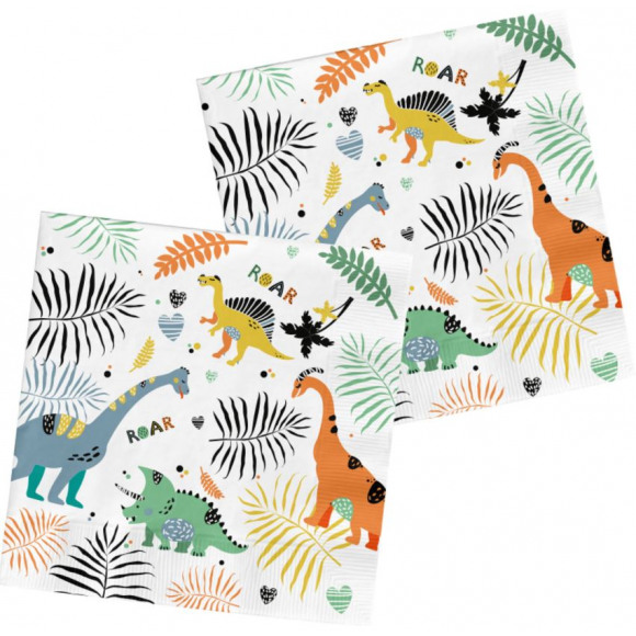 AVA selection Serviette Dino Roars 33x33cm 20 Pièces
