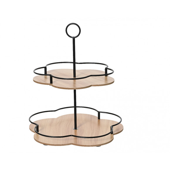 AVA selection Etagère Hout/Metaal 2 Plateaus In De Vorm Van Bloemen H 33cm Ø 28,5cm