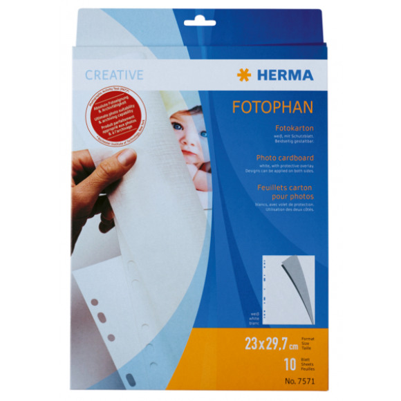 HERMA Carton Pour Photos Blanc A4 10 Feuilles