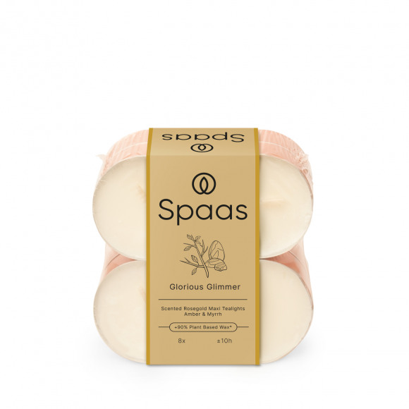 SPAAS Maxi Theelichtjes Geur Rosé Cup Glorious Glimmer H 2,2cm Ø 5,8cm +/- 10u 8 Stuks