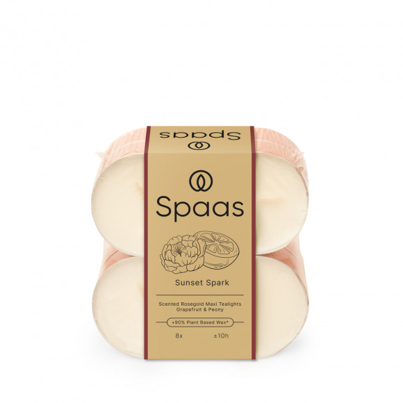 SPAAS Maxi Theelichtjes Geur Rosé Cup Sunset Spark H 2,2cm Ø 5,8cm +/- 10u 8 Stuks