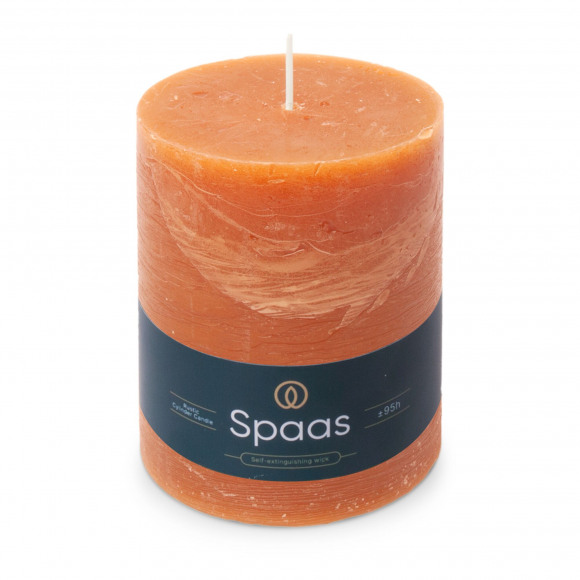 SPAAS Cilinderkaars Rustiek Oranje H 13cm Ø 10cm +/- 95u