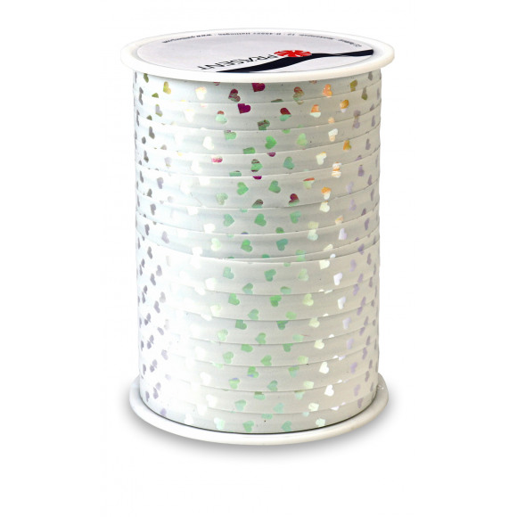 AVA selection Ruban Blanc Avec Coeurs 1cm x 100m Cherie