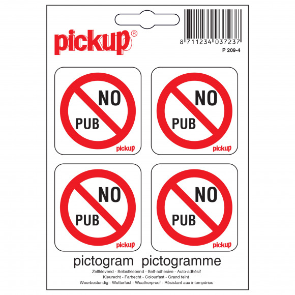 PICKUP Pictogramme "No Pub" 4,7x4,7cm 4 Pièces