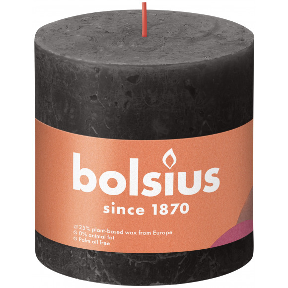 BOLSIUS Cilinderkaars Rustiek Stormy Grey H 10cm Ø 10cm 62u Zwart/Grijs