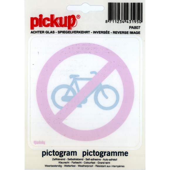 PICKUP  Pictogramme Pour Verre Vélos Interdits 10x10cm