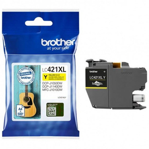 LC421XLY Inktcartridge - BROTHER - 500 pagina's hoog rendement geel - voor DCP-J1050DW, MFC-J1010DW en DCP-J1140DW