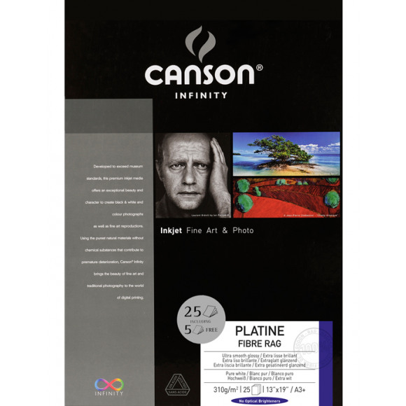 CANSON  PLATINE FIBRE RAG 310g A3+ 25 vel