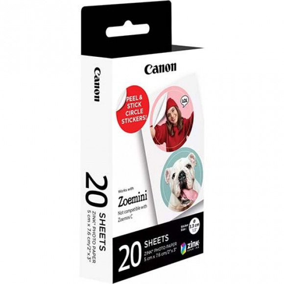 Canon ZINK Zelfklevende Cirkel Stickers - Pak van 20 sheets