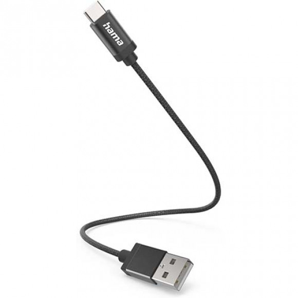 Hama USB-laadkabel USB 2.0 USB-A stekker, USB-C stekker 0.2 m Zwart 00201600