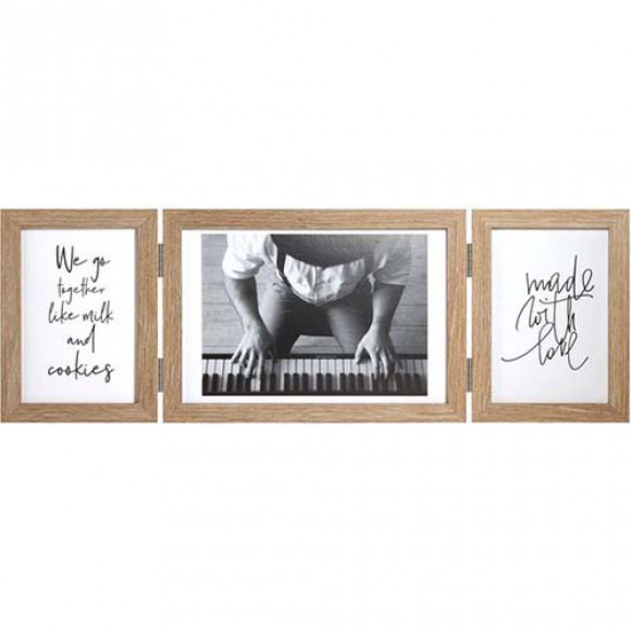 Fotolijst - Henzo - Piano Triple Swing Landscape - Collagelijst voor 3 foto's - Fotomaat 10x15,15x20 cm - Naturel