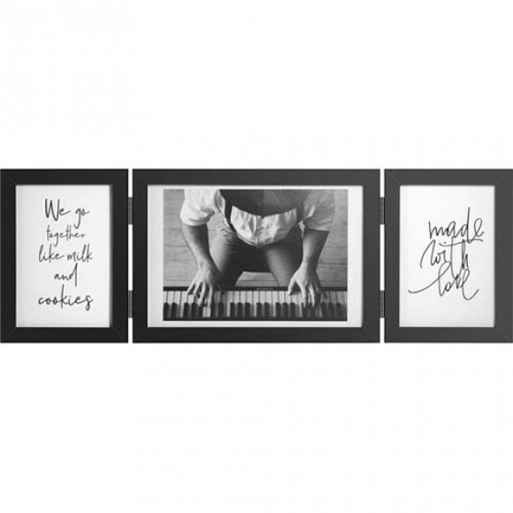 Fotolijst - Henzo - Piano Triple Swing Landscape - Collagelijst voor 3 foto's - Fotomaat 10x15,15x20 cm - Zwart