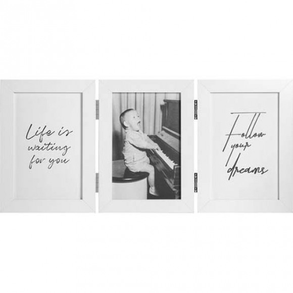 Fotolijst - Henzo - Piano Triple Swing Portrait - Collagelijst voor 3 foto's - Fotomaat 10x15 cm - Wit