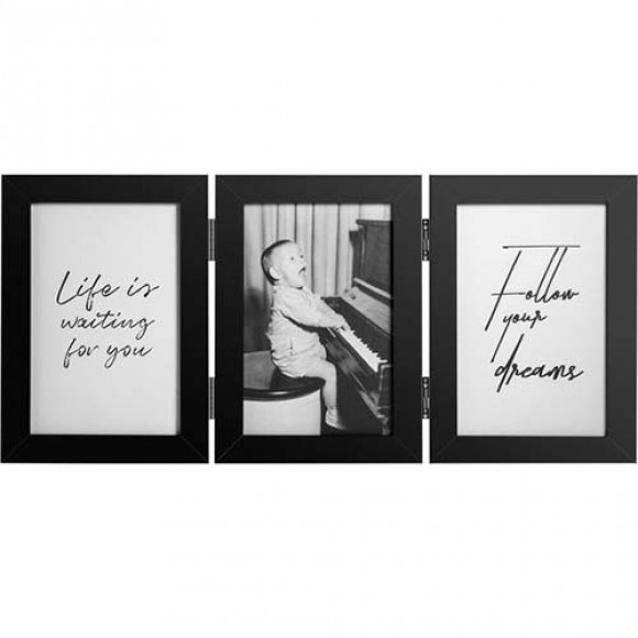 Fotolijst - Henzo - Piano Triple Swing Portrait - Collagelijst voor 3 foto's - Fotomaat 13x18 cm - Zwart