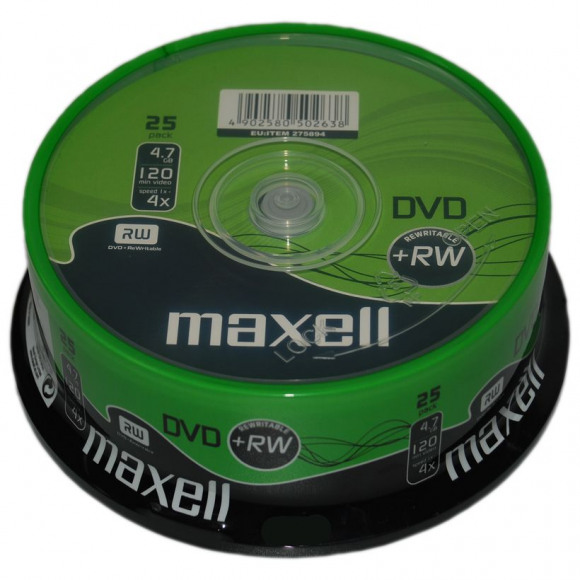 Maxell DVD+RW 4.7GB 4x Cakebox 25pk