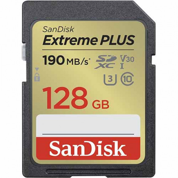 SanDisk Extreme PLUS SD-kaart - 190/90MB - 128GB