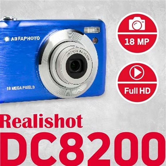 AGFA AgfaPhoto Compact Realishot DC8200. Cameratype: Compactcamera, Megapixels: 18 MP, Beeldsensorformaat: 1/3.2", Type beeldsensor: CMOS, Maximale beeldresolutie: 4896 x 3672 Pixe
