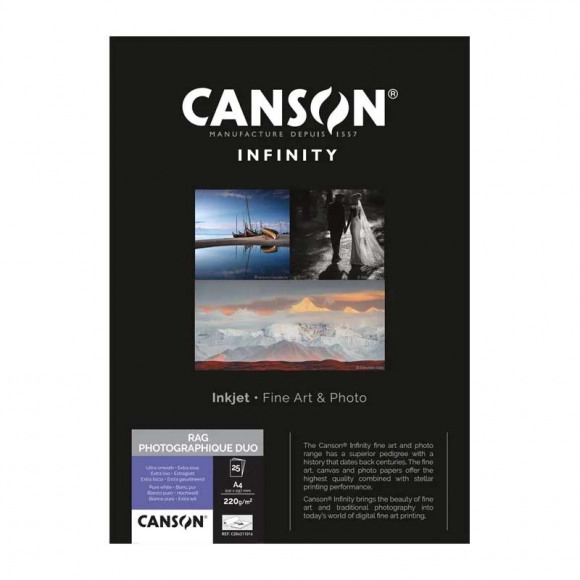 CANSON  RAG PHOTOGRAPHIQUE DUO 220g A3 25 vel