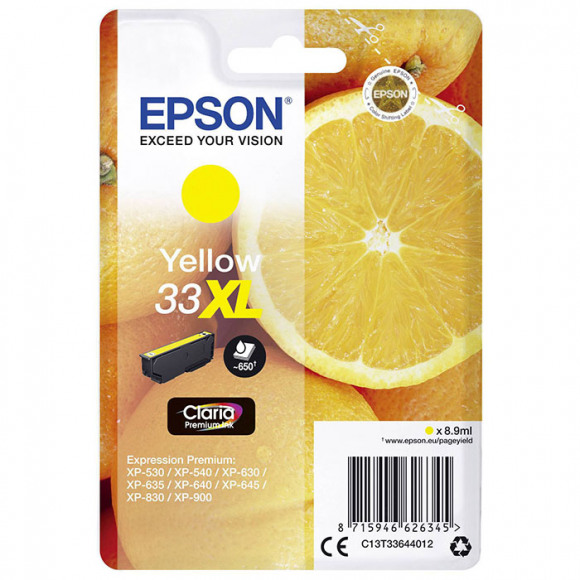 Epson Inktcartridge 33xl Geel, 650 Pagina's - Oem: C13t33644012