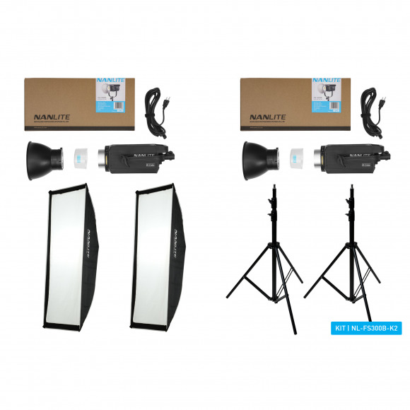 Nanlite Continulamp Led FS300B Bi-Color Dual Kit (met lampstatief en softbox)