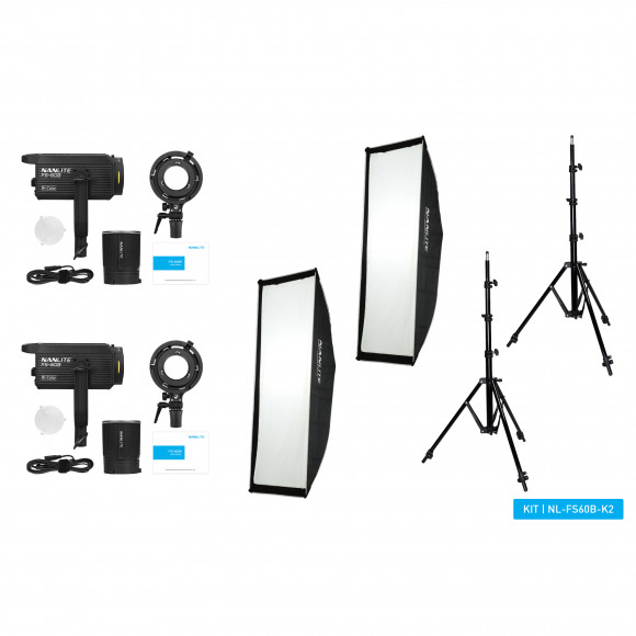 Nanlite Continulamp Led FS 60B Bi-color Dual Kit (met lampstatief en softbox)