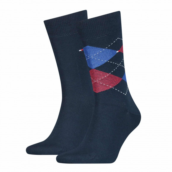 Tommy Hilfiger Men Sock Check 2P BLAUW 39/42